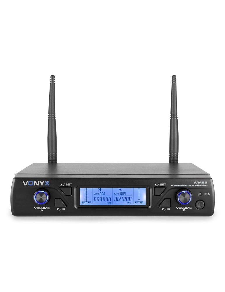 WM62 Micrófono inalámbrico UHF 16Ch con 2 micrófonos de mano