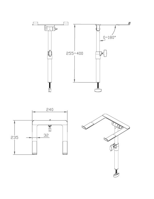 DBLH1 Soporte para portátil para cabina de DJ