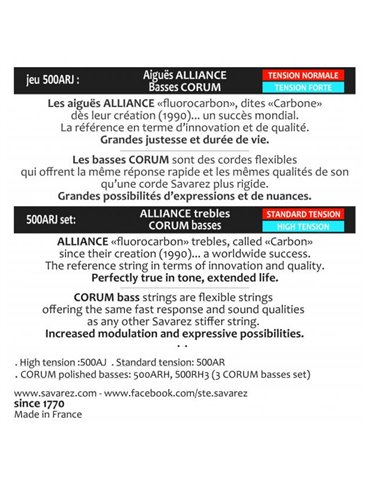 Juego Savarez Clásica Alliance Corum 500-ARJ 2