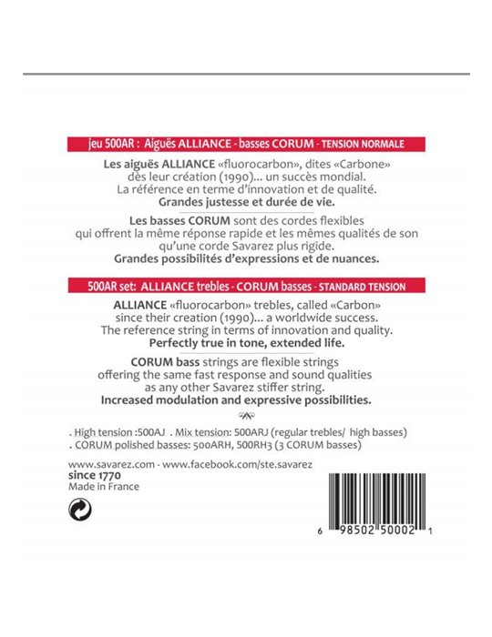 Juego Savarez Clásica Alliance Corum 500-AR