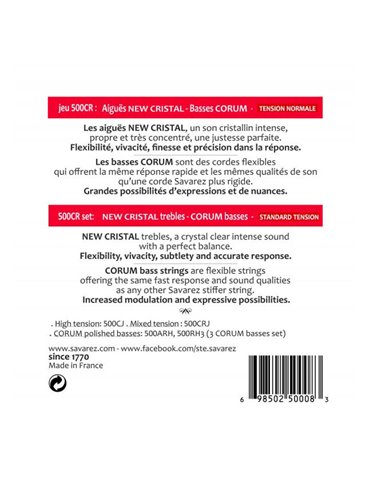 Juego Savarez Clásica New Cristal Corum 500-CR 2