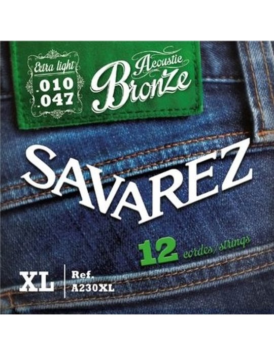 Juego 12 Cuerdas Guitarra Acústica Savarez A230XL Bronze 010-047