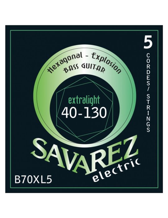 Juego Cuerdas Guitarra Baja 5 cdas Savarez Hexagonal B70XL5 040-130
