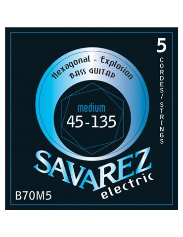 Juego Cuerdas Guitarra Baja 5 cdas Savarez Hexagonal B70M5 045-135