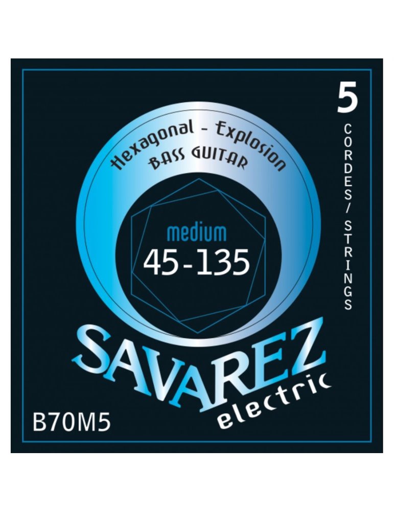 Juego Cuerdas Guitarra Baja 5 cdas Savarez Hexagonal B70M5 045-135