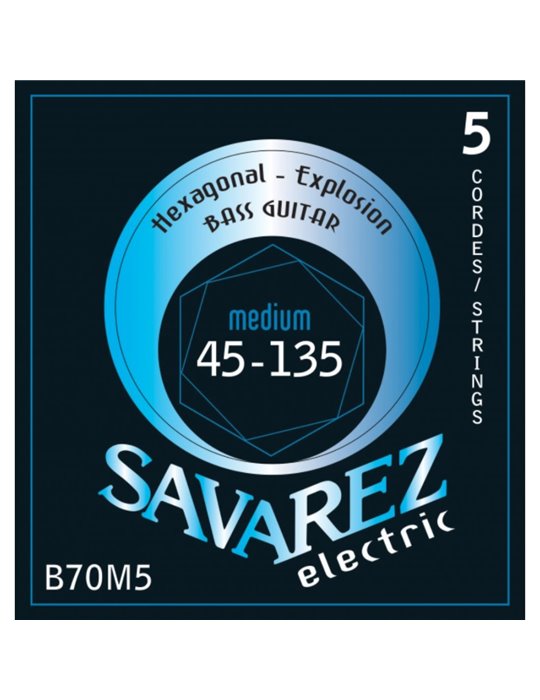 Juego Cuerdas Guitarra Baja 5 cdas Savarez Hexagonal B70M5 045-135