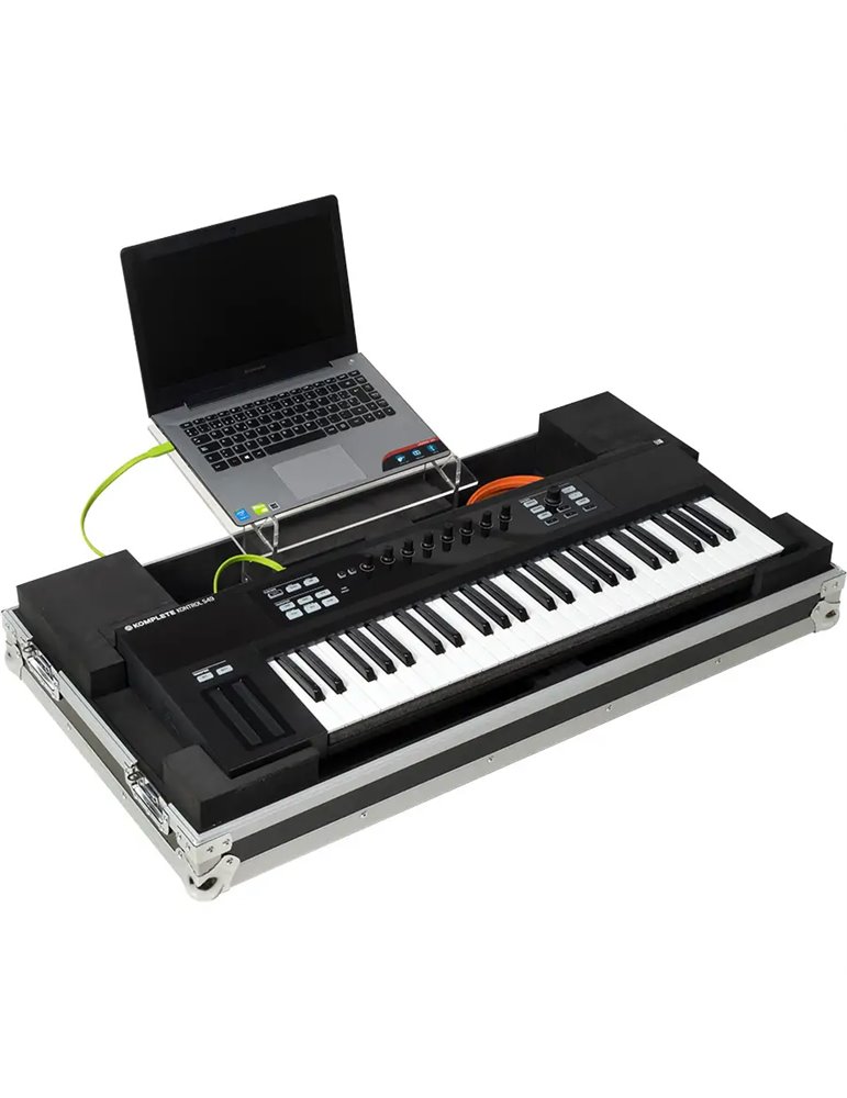 Flight case para teclado midi 49 teclas (Soporte Ordenador y Ruedas).