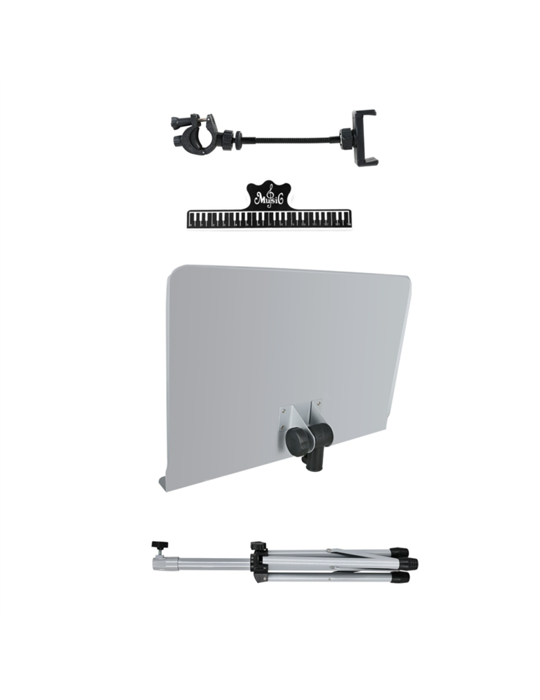 Atril Orquesta TCM MS-533PGY Gris Liso c/soporte para movil