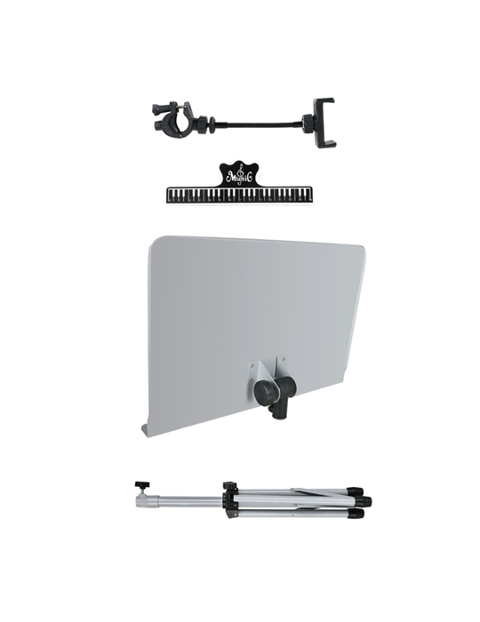 Atril Orquesta TCM MS-533PGY Gris Liso c/soporte para movil