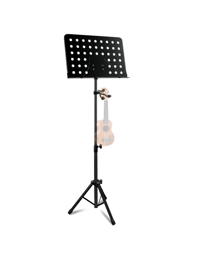 Atril Orquesta TCM MS-533UBK Negro Perforado c/soporte ukelele