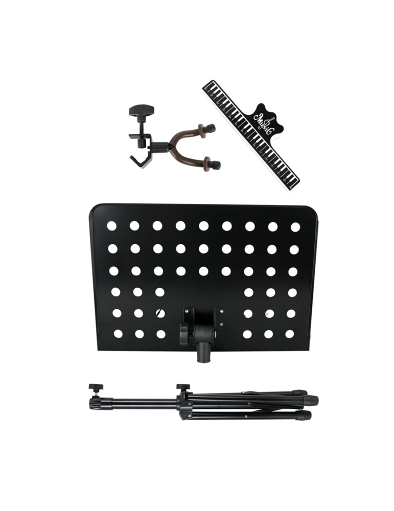 Atril Orquesta TCM MS-533UBK Negro Perforado c/soporte ukelele