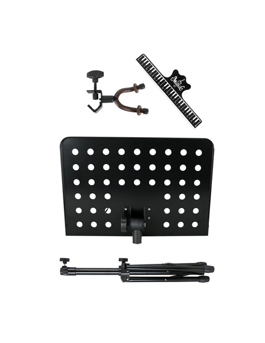 Atril Orquesta TCM MS-533UBK Negro Perforado c/soporte ukelele