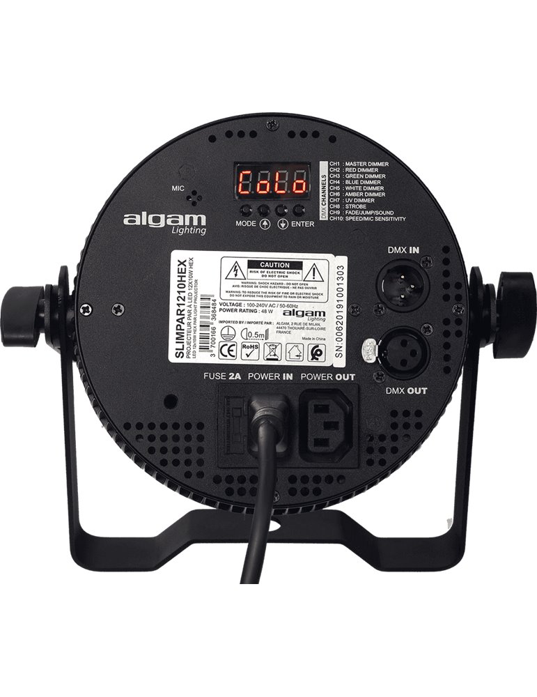 Foco proyector LED 12x10W 6-en-1 RGBWAU slim