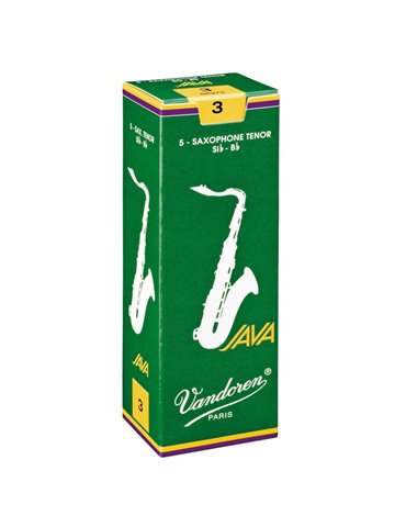 Caja 5 Cañas Saxo Tenor Vandoren Java 2½ caja verde