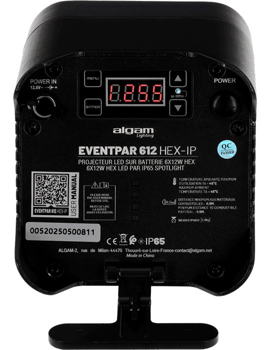 Foco PAR LED 6x12W  RGBWA+UV, IP65 con batería y W-DMX