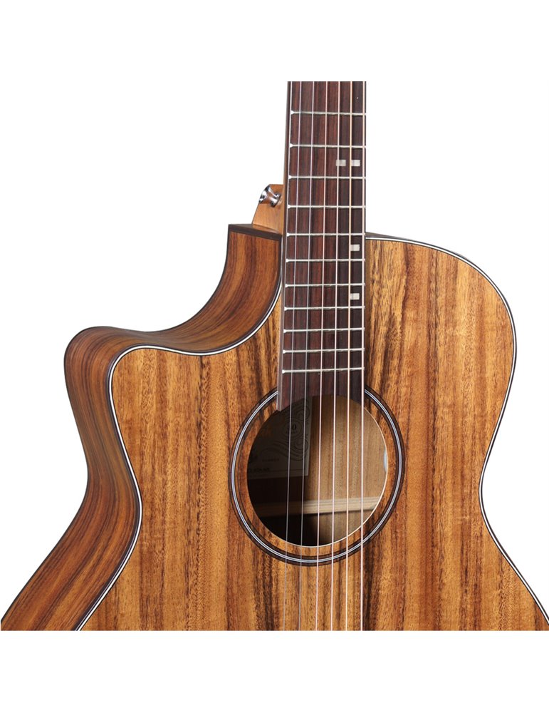 Guitarra Acústica Veelah VGACE-Koa Cutaway Electrificada para zurdos