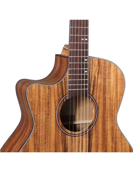 Guitarra Acústica Veelah VGACE-Koa Cutaway Electrificada para zurdos