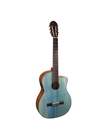 Guitarra Clásica Veelah VEE-101 Cutaway Electrificada Azul Denim