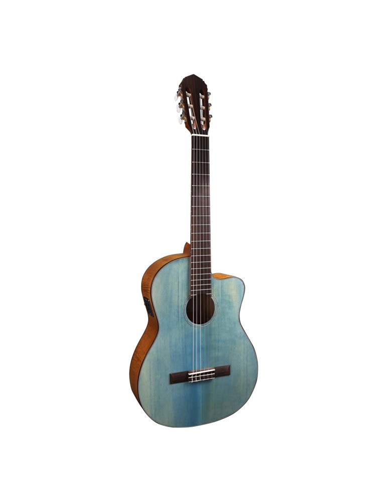 Guitarra Clásica Veelah VEE-101 Cutaway Electrificada Azul Denim