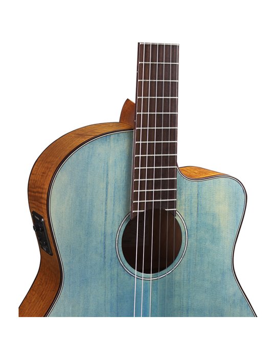Guitarra Clásica Veelah VEE-101 Cutaway Electrificada Azul Denim