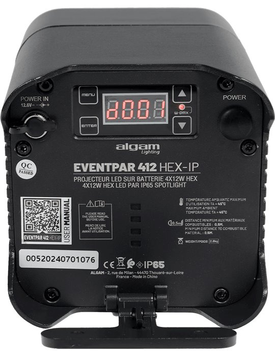 Foco PAR LED 4x12W  RGB IP65 con batería y W-DMX