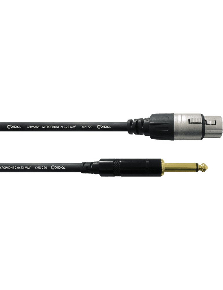 Cable de audio XLR/ jack mono hembra de 10 m