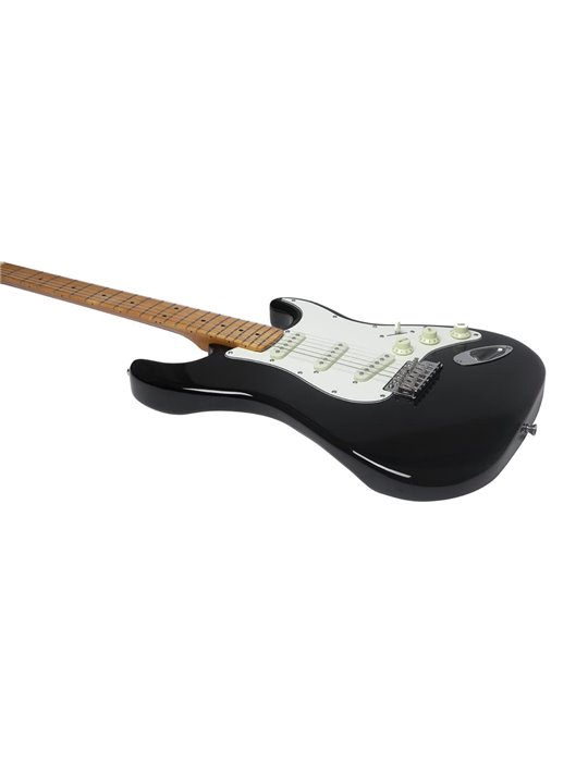 Guitarra eléctrica Eko Starter ST401 tipo Strat (diapasón de arce) - Negra