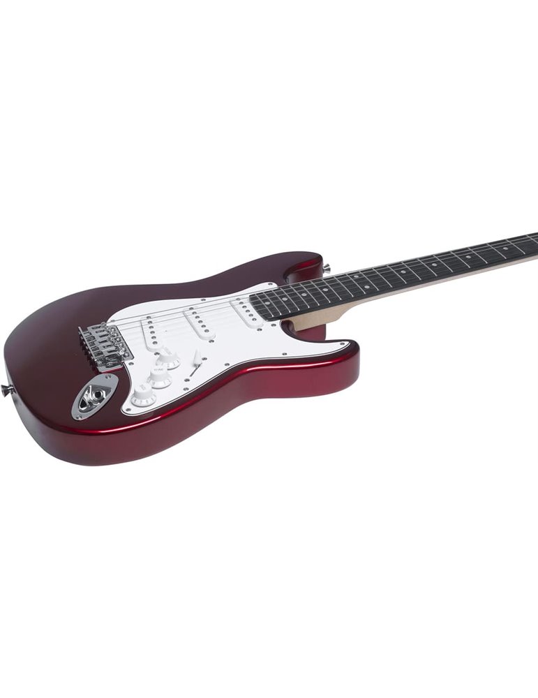 Guitarra eléctrica Eko Starter ST100 formato 3/4 tipo Strat - Roja Cromo