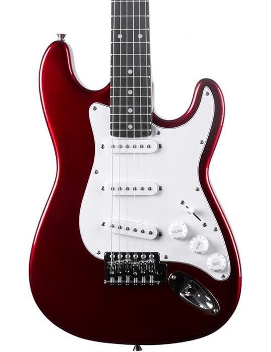 Guitarra eléctrica Eko Starter ST100 formato 3/4 tipo Strat - Roja Cromo