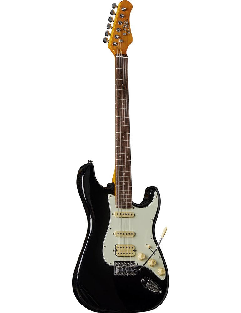 Guitarra eléctrica Eko Starter ST350 tipo Strat vintage HSS - Negra