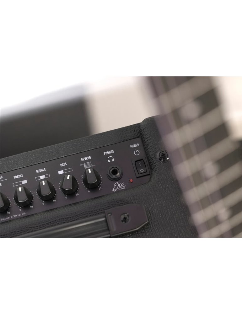 AMPLIFICADOR GUITARRA EKO COMBO BS25 BLACK STEALTH REVERB 1 x 10" - 25W 