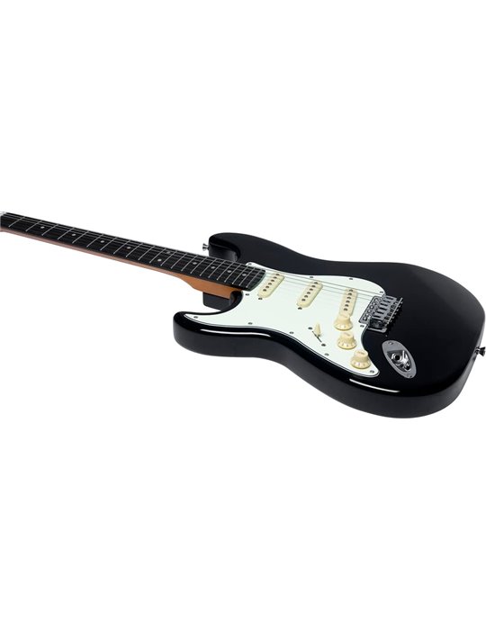 Guitarra eléctrica Eko Starter ST300 tipo Strat - Negra (zurdos)