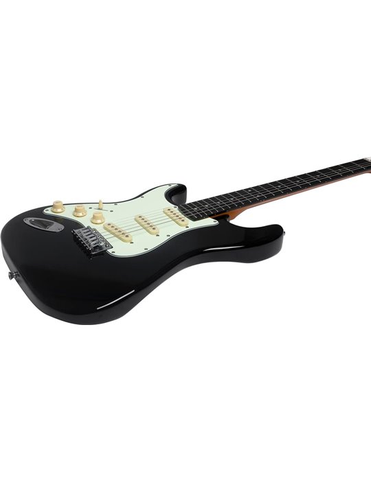 Guitarra eléctrica Eko Starter ST300 tipo Strat - Negra (zurdos)