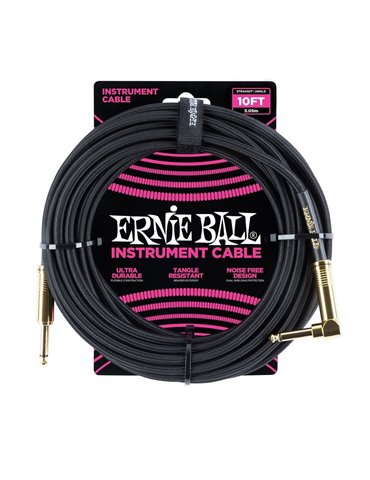 CABLE EB INSTRUMENTO TRENZADO JACK-JACK SA  2,54 m -  Negro (Conectores Dorados) 