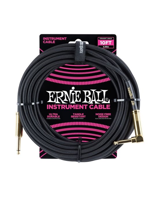 CABLE EB INSTRUMENTO TRENZADO JACK-JACK SA  2,54 m -  Negro (Conectores Dorados) 