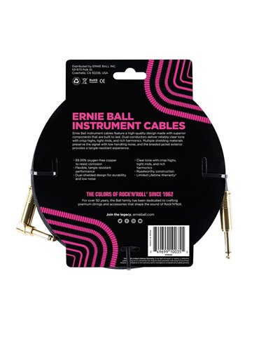 CABLE EB INSTRUMENTO TRENZADO JACK-JACK SA  2,54 m -  Negro (Conectores Dorados)  2