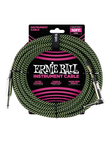CABLE EB INSTRUMENTO TRENZADO JACK-JACK SA  2,54 m  - Negro / Verde