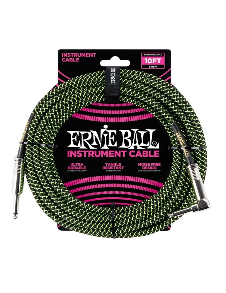 CABLE EB INSTRUMENTO TRENZADO JACK-JACK SA  2,54 m  - Negro / Verde