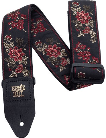 CORREA EB GUIT/ BAJO JACQUARD POLYPRO - "RED ROSE"