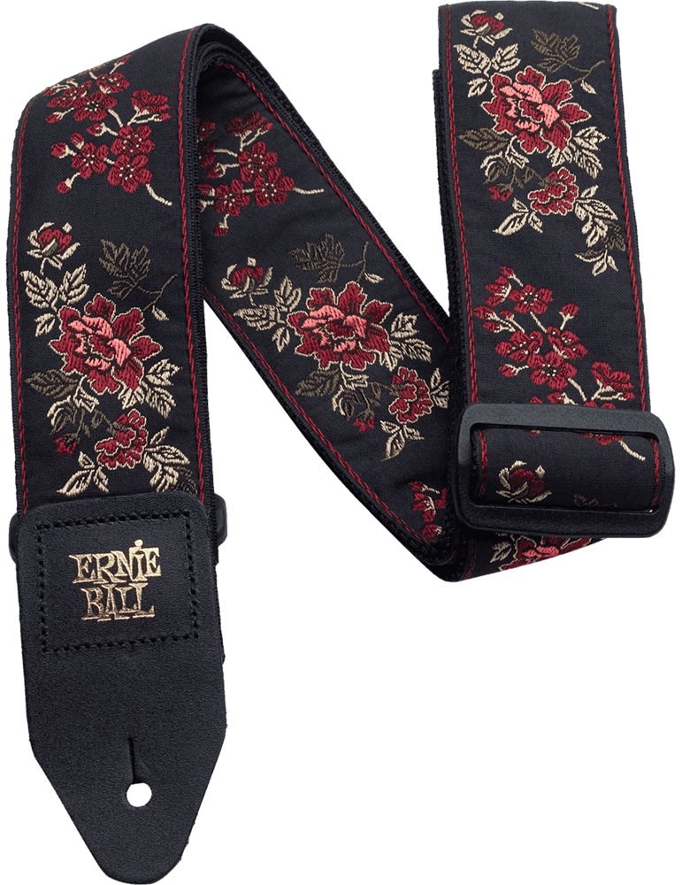 CORREA EB GUIT/ BAJO JACQUARD POLYPRO - "RED ROSE"