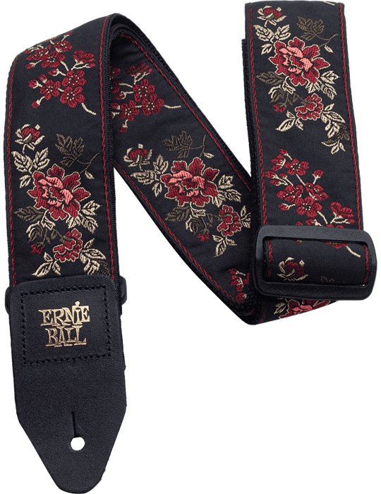 CORREA EB GUIT/ BAJO JACQUARD POLYPRO - "RED ROSE"