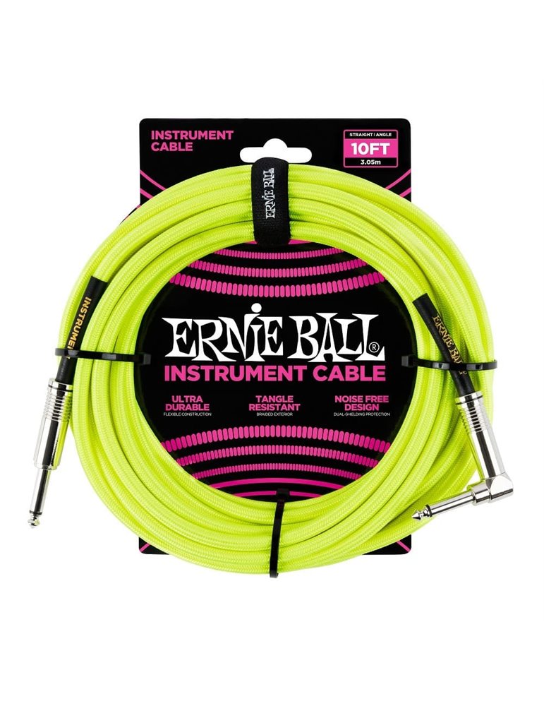 CABLE EB NSTRUMENTO TRENZADO JACK-JACK SA  2,54 m  - Neon /Amarillo