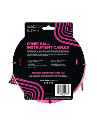 CABLE EB INSTRUMENTO TRENZADO JACK-JACK SA  5,49 m  - Neon / Rosa 2