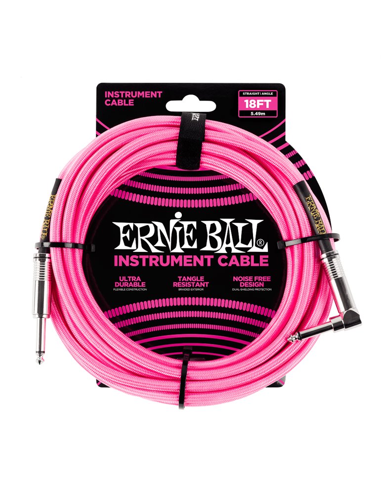 CABLE EB INSTRUMENTO TRENZADO JACK-JACK SA  5,49 m  - Neon / Rosa