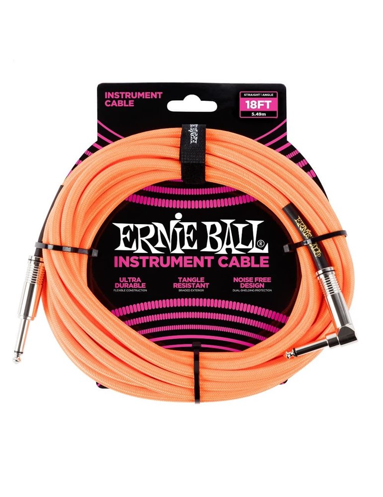 CABLE EB INSTRUMENTO TRENZADO JACK-JACK SA  5,49 m  - Neon / Orange