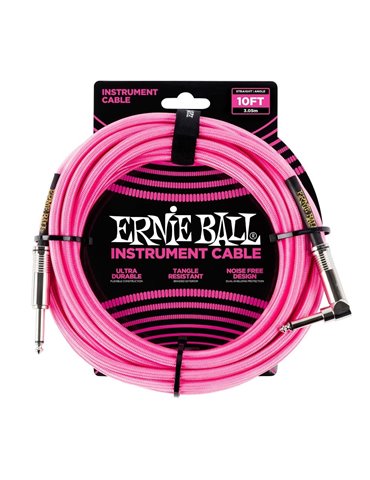 CABLE EB INSTRUMENTO TRENZADO JACK-JACK SA  2,54 m  - Rosa / Neon