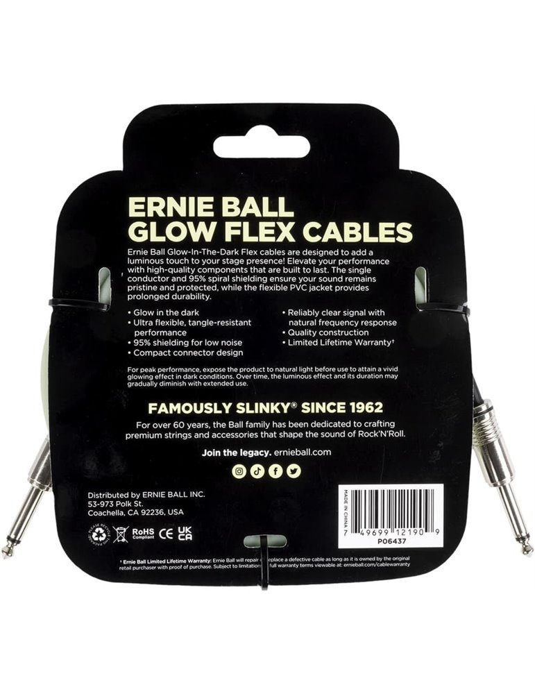 CABLE EB INSTRUMENTO FLEX JACK-JACK SS 6 m - Fosforescente
