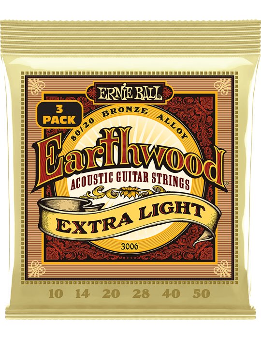 JUEGO ACÚSTICA EARTHWOOD 92/8 PHOSPHOR BZ. EXTRA LIGHT 10-50 TRIPACK (3)