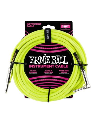 CABLE EB INSTRUMENTO TRENZADO JACK-JACK SA  5,49 m  - Neon / Amarillo