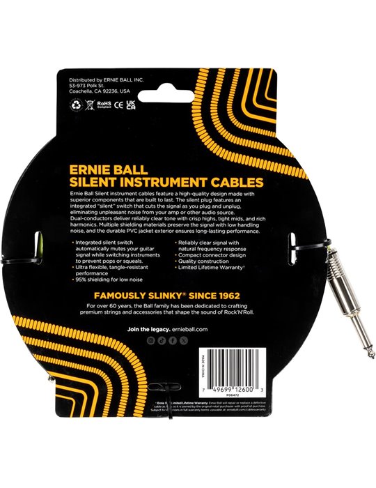 CABLE EB INSTRUMENTO SILENT JACK-JACK SS 3 m - NEGRO
